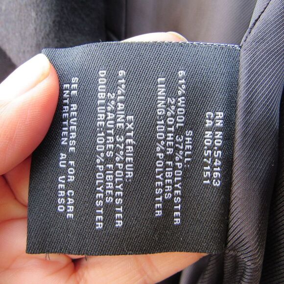 Cole Haan Wool Blend Wrap Coat Black SZ 10 - Picture 7 of 8